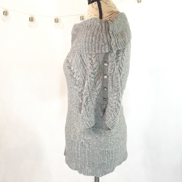 WHBM Cowl Neck Short Sleeve Sweater Gray - Picture 8 of 8